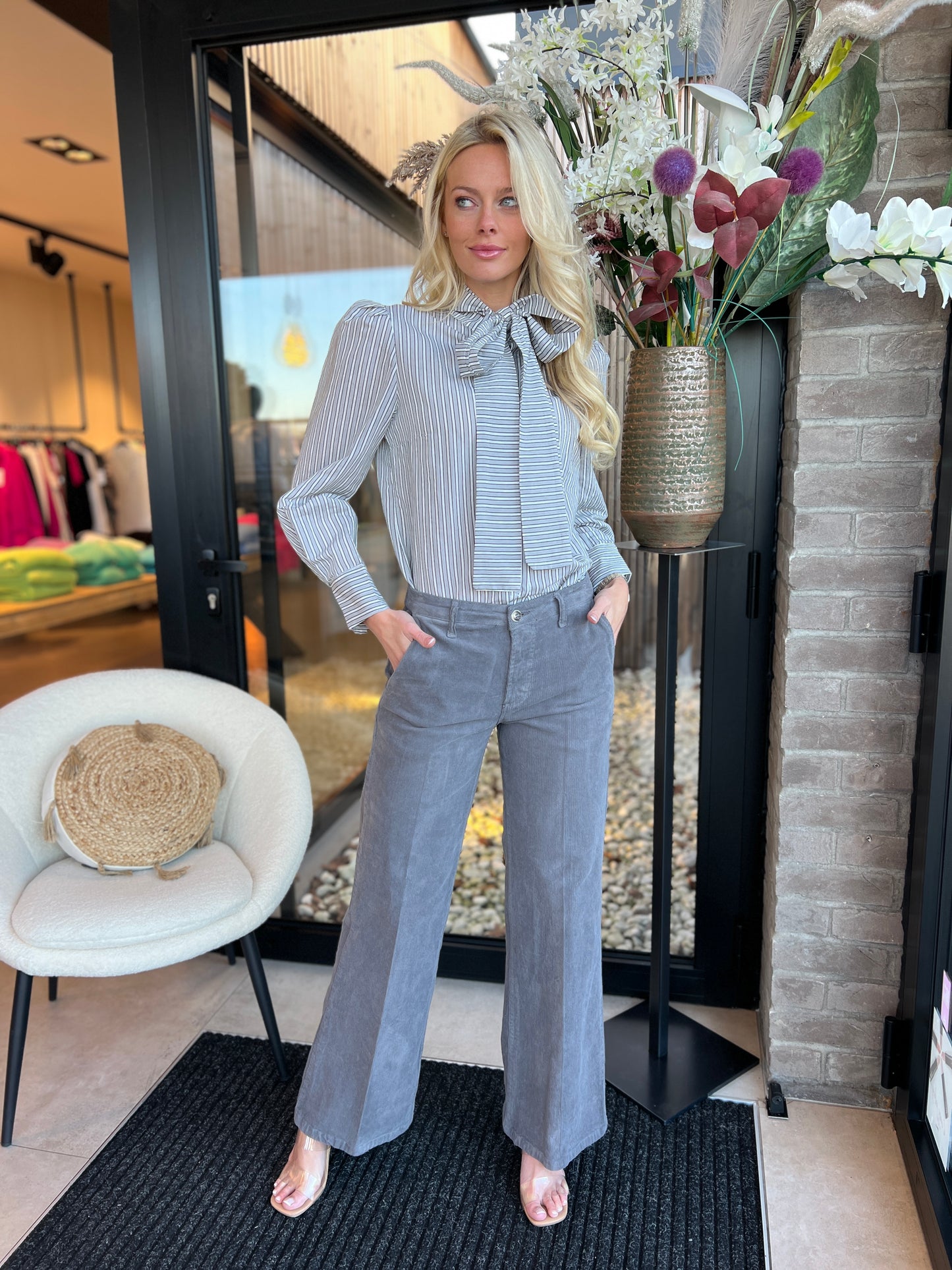 Blouse Ebba stripe grey