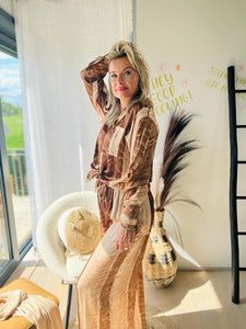 Blouse Kiki print Camel/beige