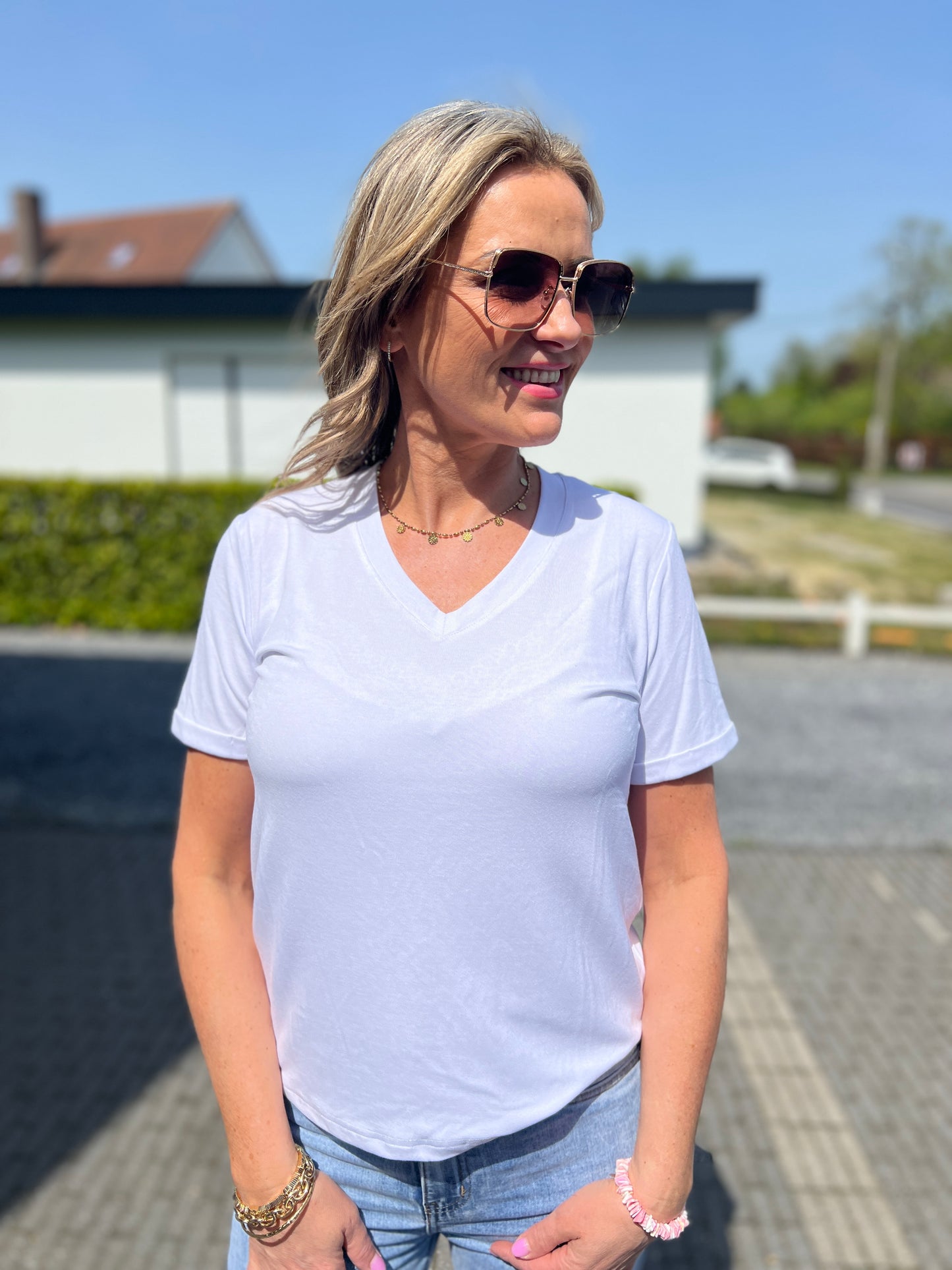 T- shirt Lotte V-hals white